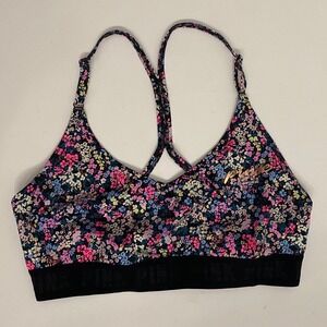 PINK Victoria's Secret Ultimate Lightly Lined Floral Strappy Sports Bra Large